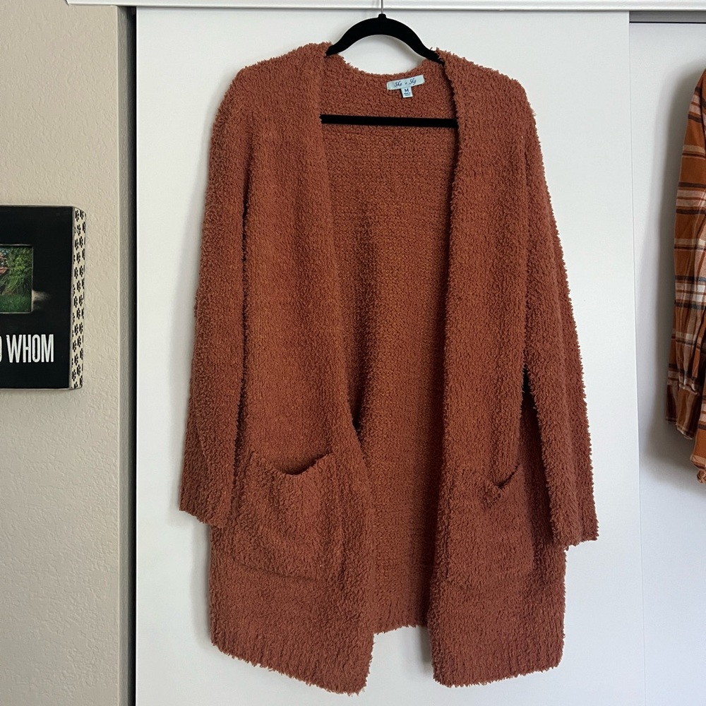 Terracotta Sherpa Cardigan